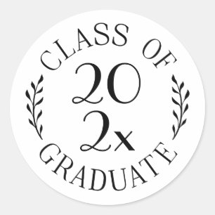 Adesivo Graduado da Turma de 2026 Emblema Branco Preto Chi