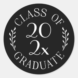 Adesivo Graduado da Turma de 2026 Emblema Preto Branco Chi