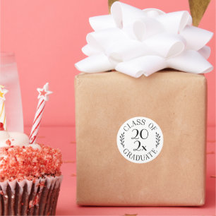 Adesivo Graduado do Ano Turma Tipografia Preto Branco Chic