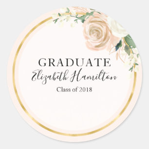 Adesivo Graduado Rosa Bege e Dourado Moderno Floral Chic