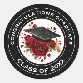Adesivo Graduation Cap & Red Roses Class of 20XX 
