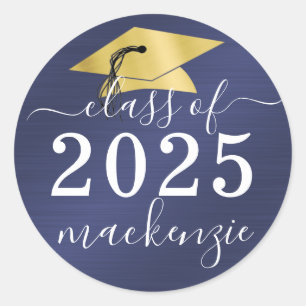 Adesivo Graduation Class Of Metallic Script Navy Blue