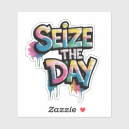 Adesivo Graffiti Colorful Text Saying Seize The Day