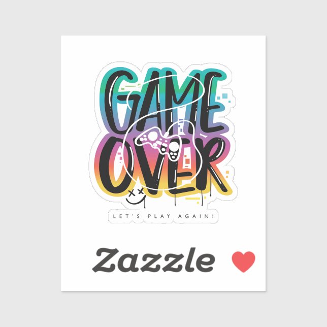 Adesivo Graffiti de joystick de game over gamer (Folha)