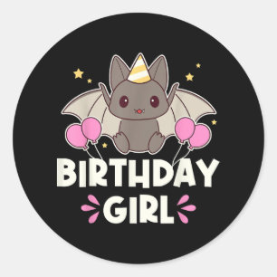 Adesivo Gráfico de Bat Rapariga de Aniversário Bonita
