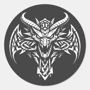 Adesivo    Gráfico de Cabeça de Demônio Tribal por BurnsIn