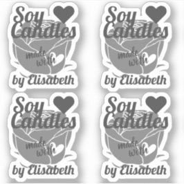 Adesivo Gráfico de Rosa de Cinza Chic feito com velas de s