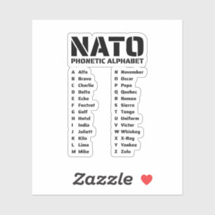 Adesivo Gráfico do Alfabeto Fonético da OTAN