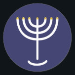 Adesivo Gráfico Dourado do Marinho Branco Moderno Menorah<br><div class="desc">Hebraico Menorah Sticker. Marinho,  Branco,  Dourado. Transferível e personalizável.</div>