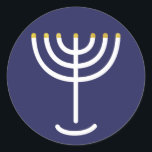 Adesivo Gráfico Dourado do Marinho Branco Moderno Menorah<br><div class="desc">Hebraico Menorah Sticker. Marinho,  Branco,  Dourado. Transferível e personalizável.</div>
