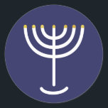 Adesivo Gráfico Dourado do Marinho Branco Moderno Menorah<br><div class="desc">Hebraico Menorah Sticker. Marinho,  Branco,  Dourado. Transferível e personalizável.</div>