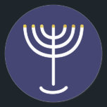 Adesivo Gráfico Dourado do Marinho Branco Moderno Menorah<br><div class="desc">Hebraico Menorah Sticker. Marinho,  Branco,  Dourado. Transferível e personalizável.</div>