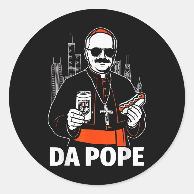 Adesivo Gráfico Engraçado do Papa Leo Xiv, de Chicago (Frente)
