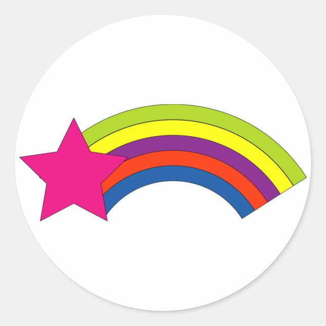 Adesivo Gráfico Retro de Estrela Cadente Rosa Neon e Arco- (Frente)