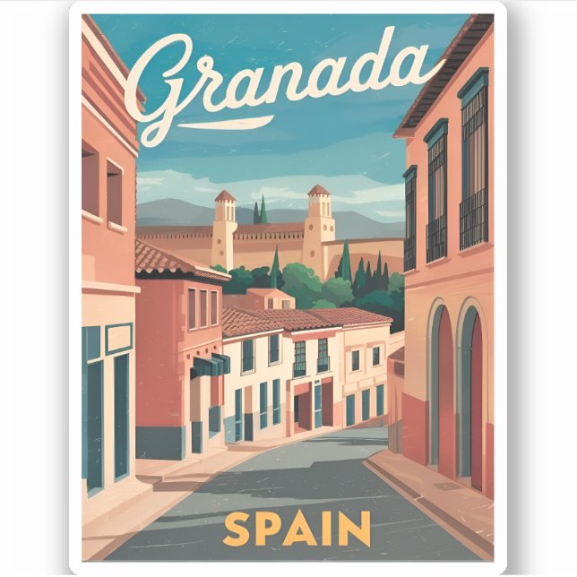 Adesivo Gráfico Retroativo da Espanha Granada viagens vint (Frente)