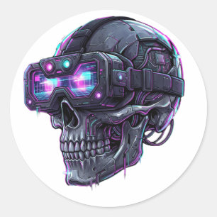 Adesivo Gráficos de Caveira Gamer VR Neon Cyberpunk