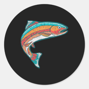 Adesivo Gráficos de Peixes Retro Pesca de Truta Colorida V