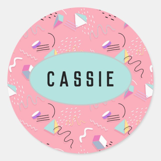 Adesivo Gráficos de retorno de imagem rosa divertido 1990s (Frente)