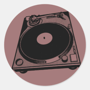 Adesivo Gráficos de Toca-Discos Retro em Preto