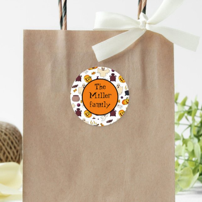 Adesivo Gráficos do Dia das Bruxas Personalizados Monogram (Criador carregado)