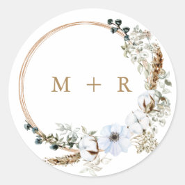 Adesivo Grama das Pampas Casamento Boho Terracota Monogram