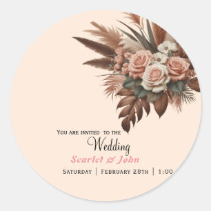 Adesivo Grama vintage de pampas rosa floral casamento