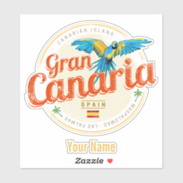 Adesivo Gran Canaria Parrot Canary Islands Espanha Vintage