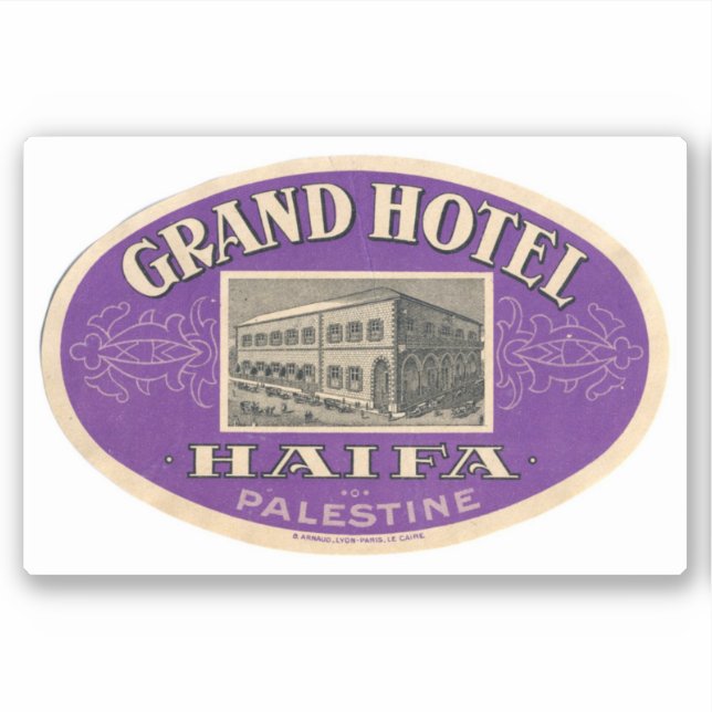 Adesivo Grand Hotel Haifa Palestina (Frente)
