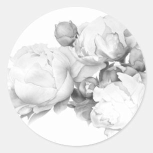 Adesivo Grand Peony - preto e branco