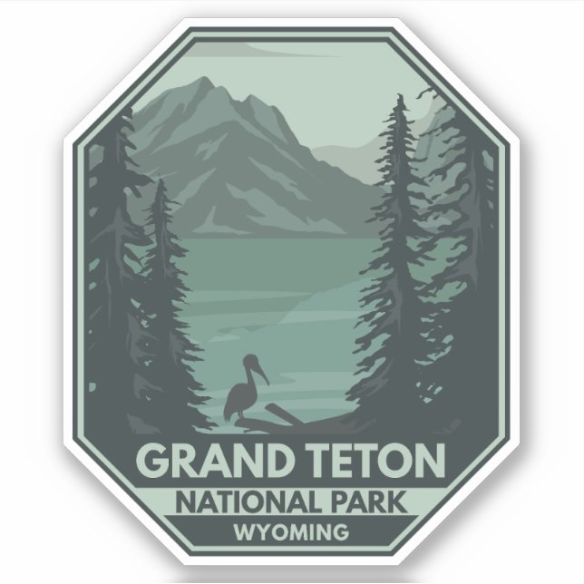 Adesivo Grand Teton National Park Crane Vintage (Frente)