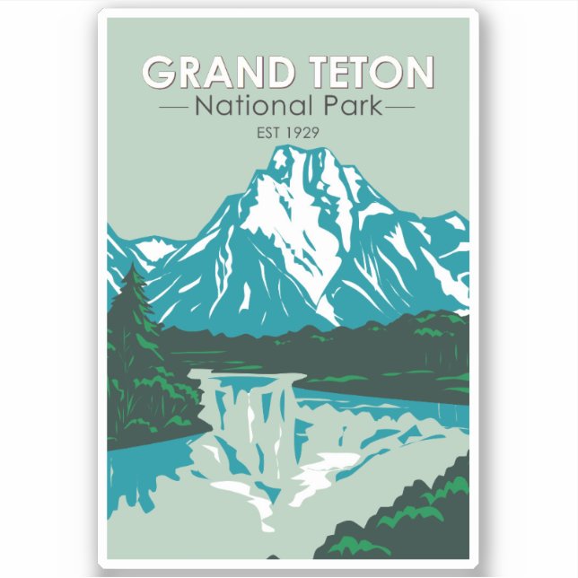 Adesivo Grand Teton National Park Wyoming Jackson Hole (Frente)