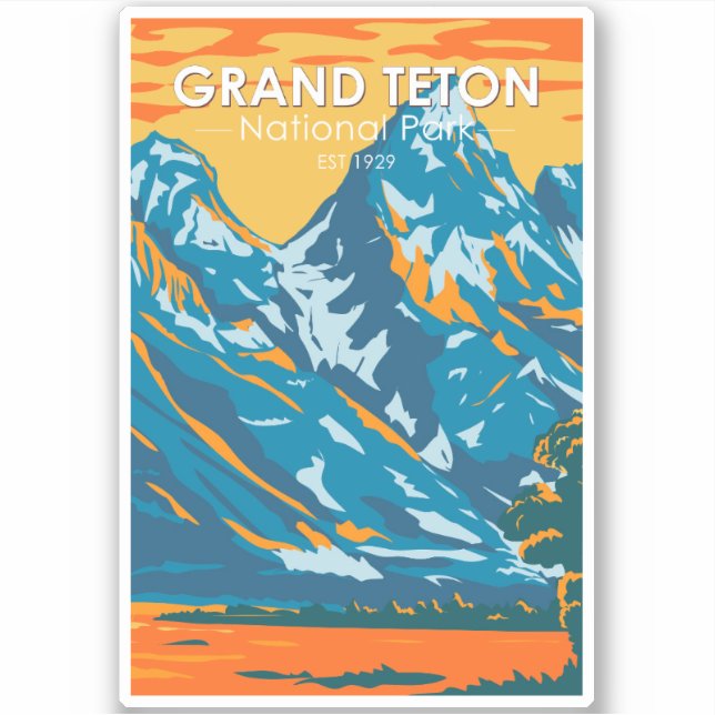 Adesivo Grand Teton National Park Wyoming Retro (Frente)