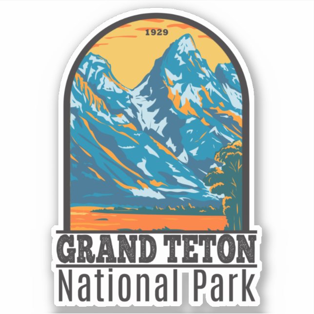 Adesivo Grand Teton National Park Wyoming Vintage (Frente)