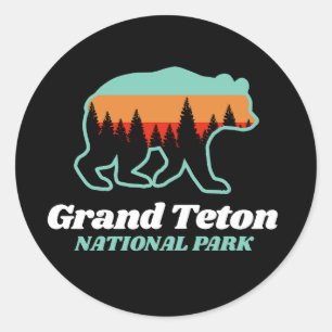 Adesivo Grand Teton National Park Wyoming WY Bear Retro