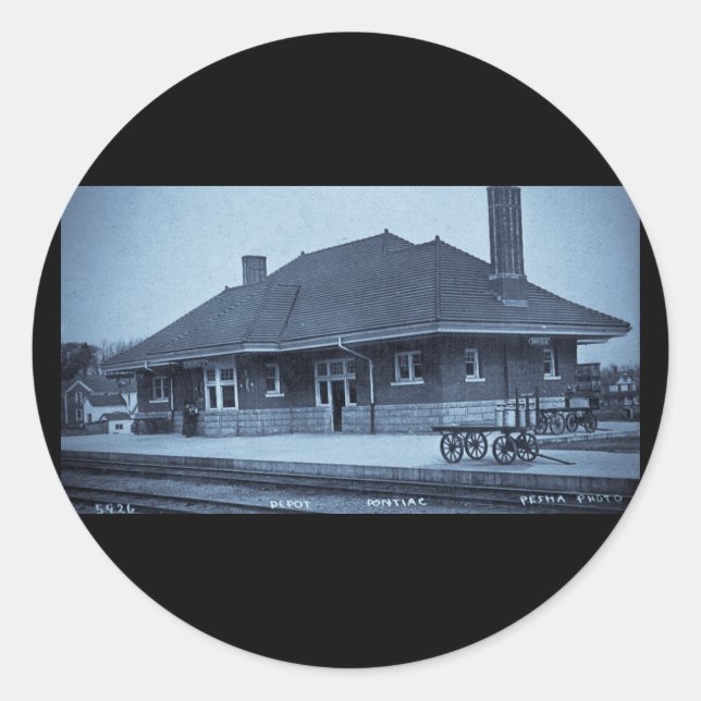 Adesivo Grand Trunk Depot Pontiac Michigan (Cyan) (Frente)