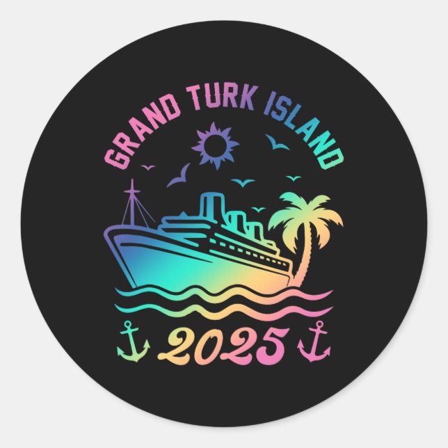Adesivo Grand Turk Island 2025 Cruise Vacation Beach Trave (Frente)