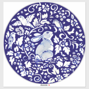 Adesivo Grande Atraso Floral de Decoração de Parede Azul