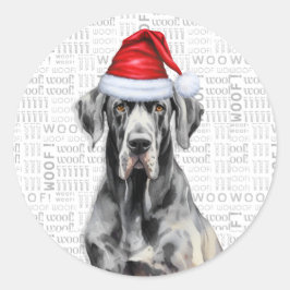 Adesivo Grande Dane e Woof Word Art Natal