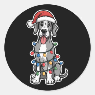 Adesivo Grande Dane Enrolado Em Luzes De Natal
