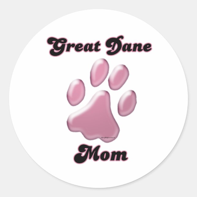 Adesivo Grande Dane Mãe Rosa Pawprint - Sticker (Frente)