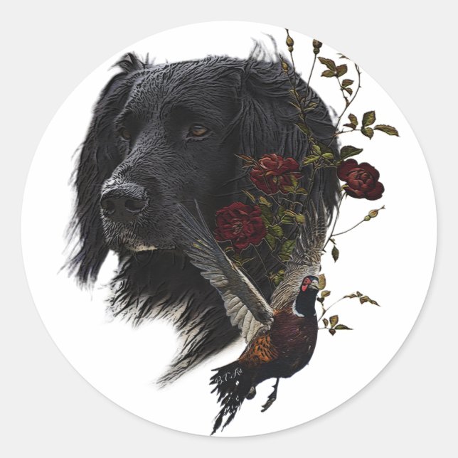 Adesivo Grande Munsterlander com faisão (Frente)