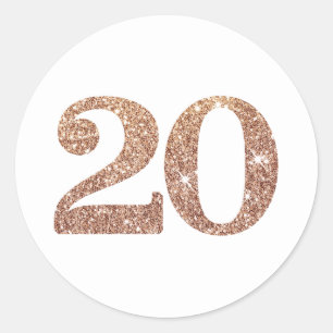 Adesivo GRANDE NÚMERO DE IDADE, 20 rosa dourado moderno