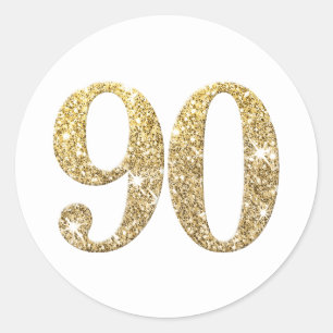 Adesivo GRANDE NÚMERO DE IDADE - brilho de ouro moderno 90