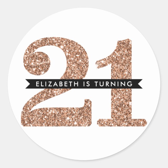 Adesivo GRANDE NÚMERO DE IDADE INVISTIR glama 21 rosa dour (Frente)