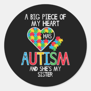 Adesivo Grande Pedaço Do Meu Coração Tem Autismo Sensibili
