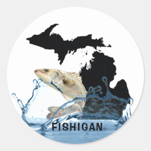 Adesivo Grande peixe na água com Michigan