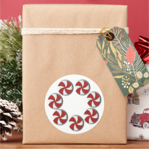 Adesivo Grande Peppermint Vermelho e Branco de Natal