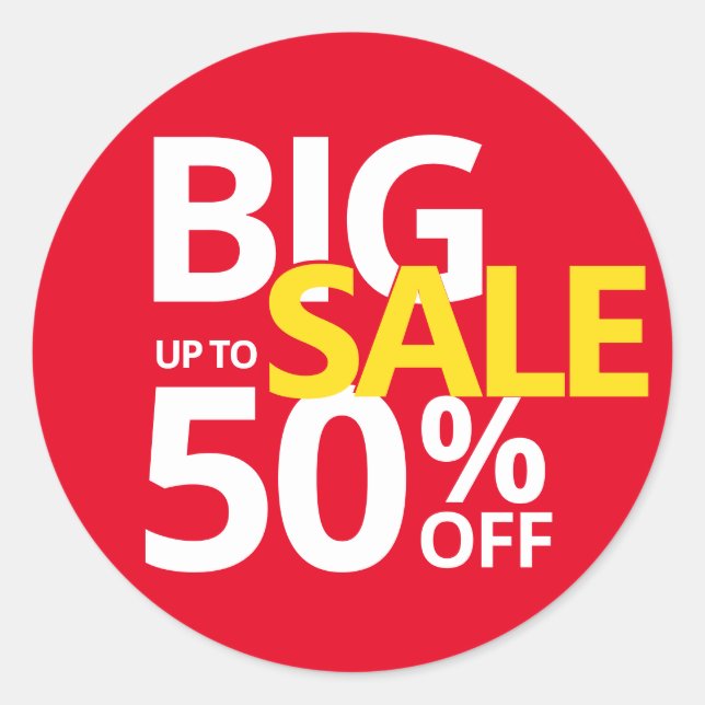 Adesivo GRANDE VENDA ATÉ 50% DAS QUINZE Pequenas Empresas (Frente)