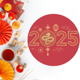 Adesivo Grande Vermelho e Dourado 2025 Ano do Cobra