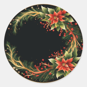 Adesivo Grandeza Sazonal Coroa de Poinsettia Preta